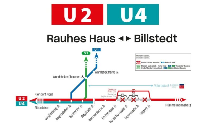 So fahren die U-Bahnen und Busse derzeit an der Horner Geest.