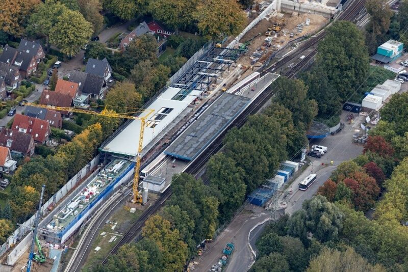 Die Haltestelle Sengelmannstraße aus der Vogelperspektive