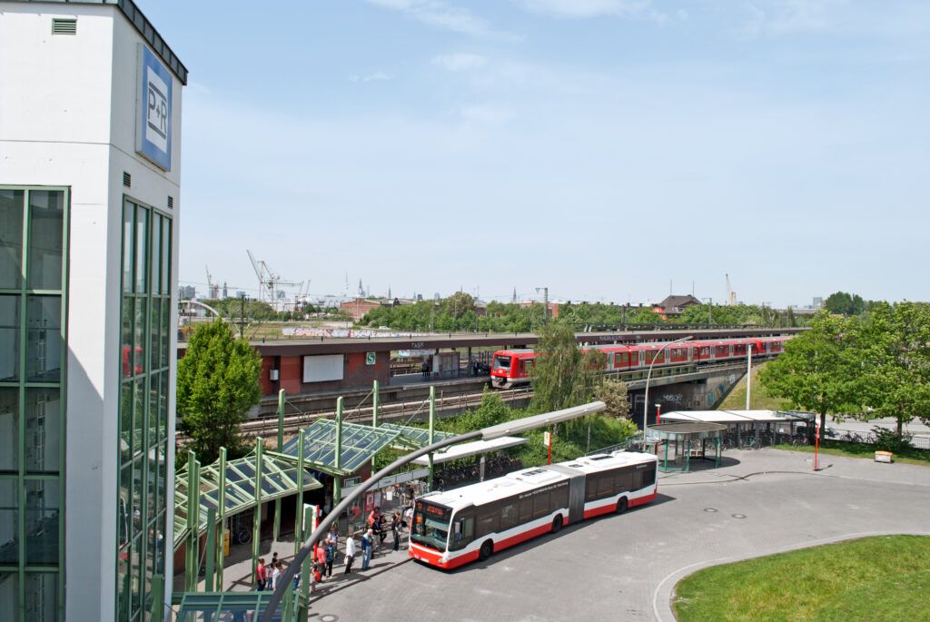 Foto der Buskehre an der S Veddel, wo der Betriebshof Veddel entstehen sollte