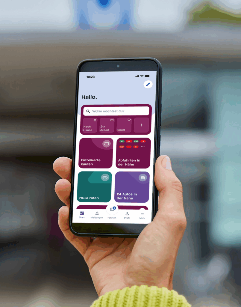 Foto eines Smartphones, darauf die hvv switch App nach dem Update